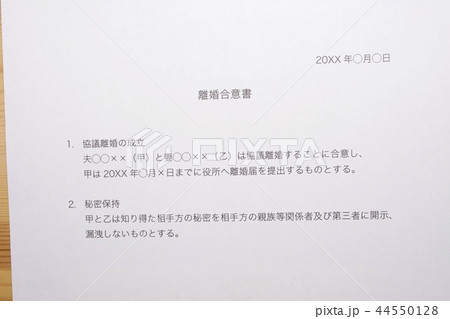 離婚合意書（秘密保持） 44550128