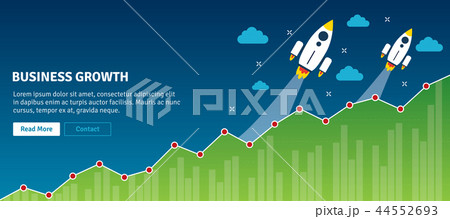 Rocket flying on chart of growth. Business growth. 44552693