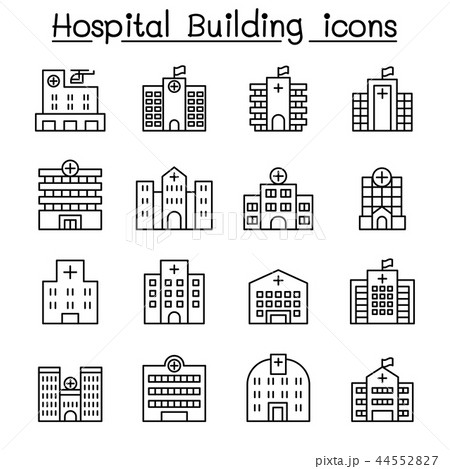 Hospital building icon set in thin line style 44552827