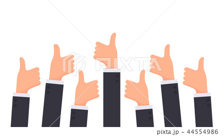 Many hands of businessman with thumbs up feedback 44554986