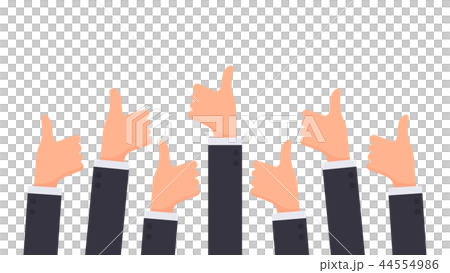 Many hands of businessman with thumbs up feedback Many hands of businessman with thumbs up feedback 44554986