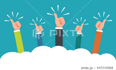 Many hands of businessman with thumbs up Many hands of businessman with thumbs up 44554988