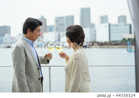 シニア夫婦 旅行 ワイン  ライフスタイルイメージ 44556324