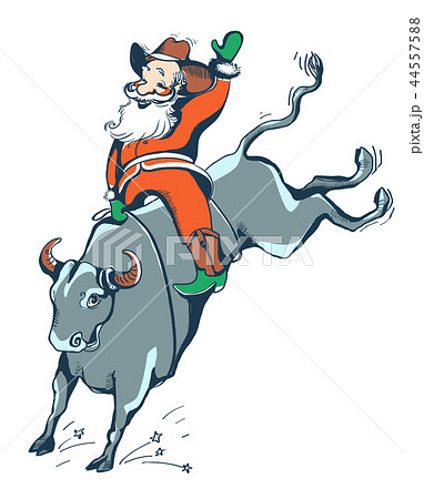 Cowboy Santa on the Rodeo.Western rodeo bull Cowboy Santa on the Rodeo.Western rodeo bull 44557588