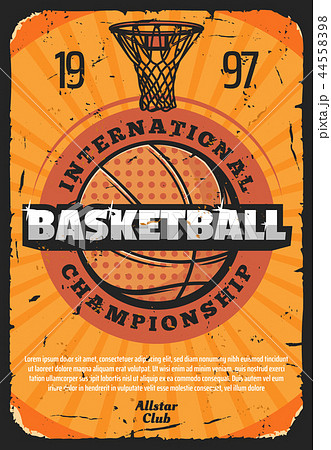 Basketball sport poster with leather ball 44558398