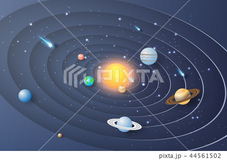 Paper art of Solar system circle background 44561502