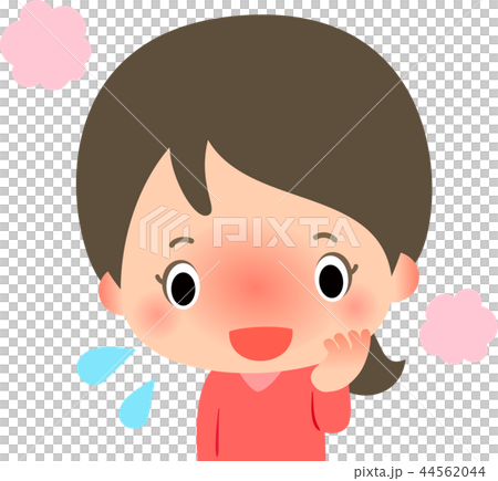 照れて顔が赤くなった女性のイラスト素材