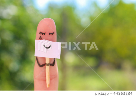 Fingers art of lonely woman is crying. 44563234