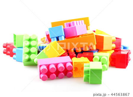 Plastic colorful toy blocks isolated on white 44563867