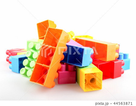 Plastic colorful toy blocks isolated on white 44563871