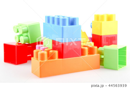Plastic colorful toy blocks isolated on white 44563939