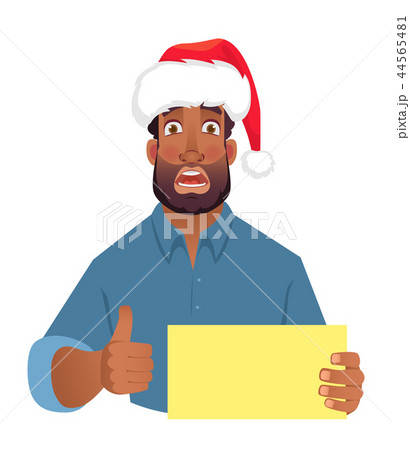 African man in hat holding blank card 44565481