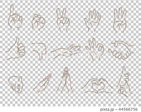 手描き 色々な手のポーズセット 44566756