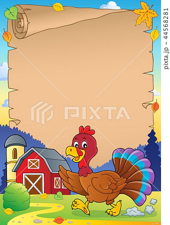 Running turkey bird theme parchment 1 44568281