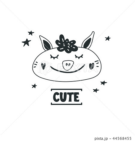 Cute pig head vector illustration 44568455