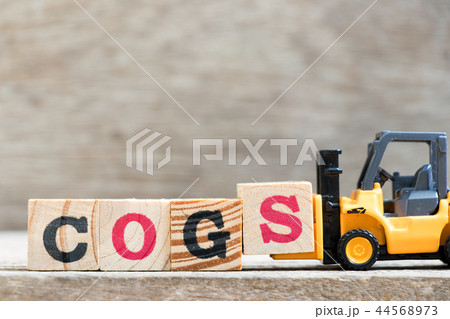 Toy forklift hold letter block S in word COGS Toy forklift hold letter block S in word COGS 44568973