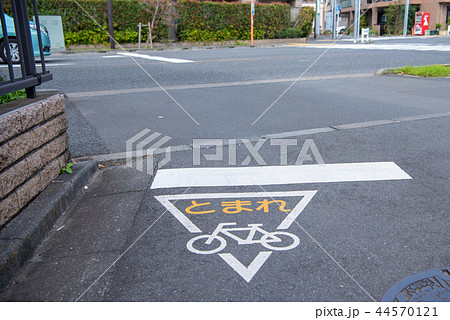 自転車ストップマーク 道路標示の写真素材 [44570121] - PIXTA