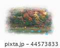 嵐山渡月橋上流一帯船遊、日本京都の紅葉、秋 44573833