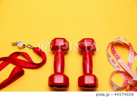 Womens fitness set. Flat lay. Womens fitness set. Flat lay. 44574029