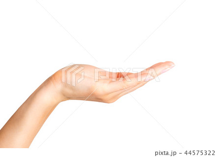 Woman showing open hand or holding something Woman showing open hand or holding something 44575322