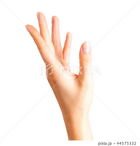 Woman hand holding something with two fingers 44575332