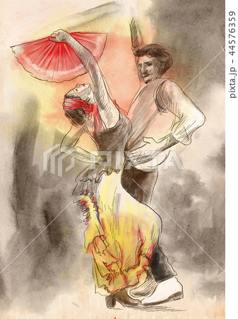 Flamenco - An hand painted illustration 44576359