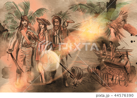 Pirates. An hand drawn illustration. Pirates. An hand drawn illustration. 44576390
