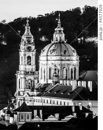 St Nicholas Church in Mala Strana, Lesser Town district, in the evening, Prague, Czech Republic St Nicholas Church in Mala Strana, Lesser Town district, in the evening, Prague, Czech Republic 44577026