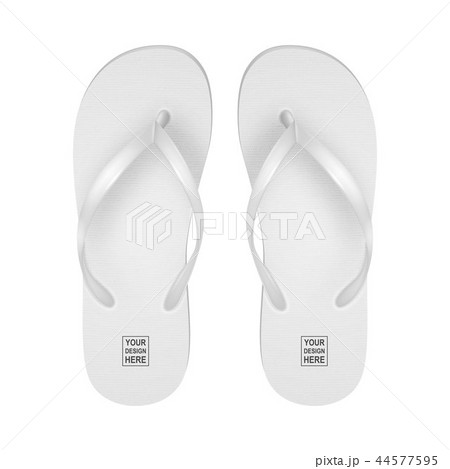 Vector Realistic 3d White Blank Empty Flip Flop Set Closeup Isolated on White Background. Design 44577595