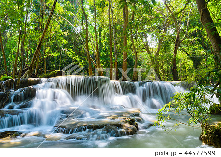 Huai Mae Khamin waterfall at Kanchanaburi Thailand Huai Mae Khamin waterfall at Kanchanaburi Thailand 44577599