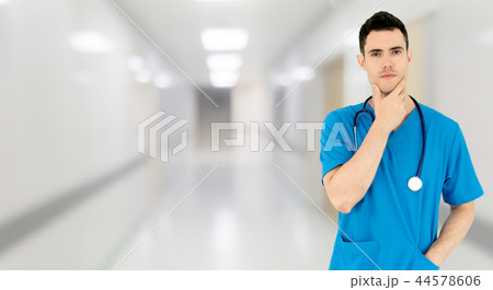 Young male doctor working at the hospital. Young male doctor working at the hospital. 44578606
