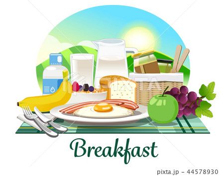 breakfast set for healthy lifestyle concept.  44578930
