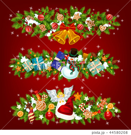 New Year holiday garland of Christmas tree, gift New Year holiday garland of Christmas tree, gift 44580208