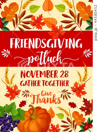Friendsgiving potluck and Thanksgiving symbols 44580452