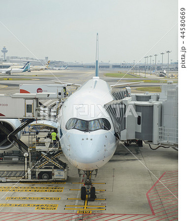 Commercial airplane ready for boarding in Singapor 44580669