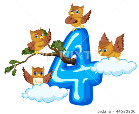 Four owl on number four 44580800