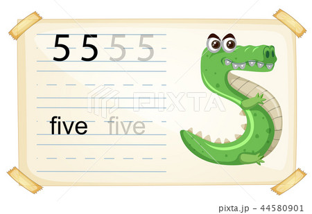 Animal Cartoon Number Five Worksheetのイラスト素材 Animal Cartoon Number Five Worksheetのイラスト素材
