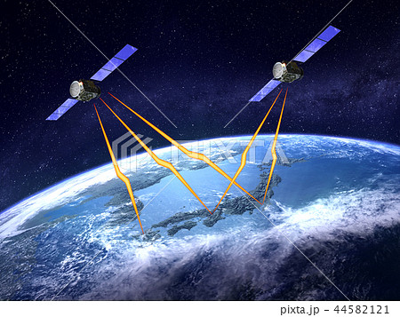 人工衛星 電波 Gpsネットワーク 日本 2機のイラスト素材