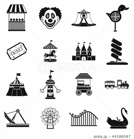 Amusement Park Black Simple Icons Setのイラスト素材