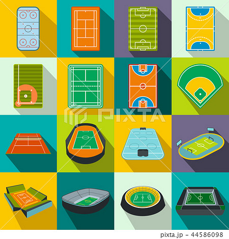 Stadium flat icons set Stadium flat icons set 44586098