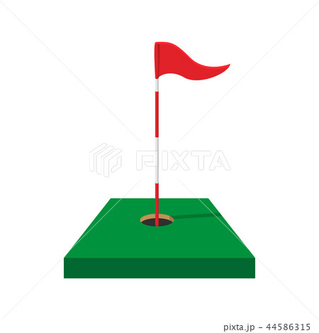 Red golf flag cartoon icon Red golf flag cartoon icon 44586315