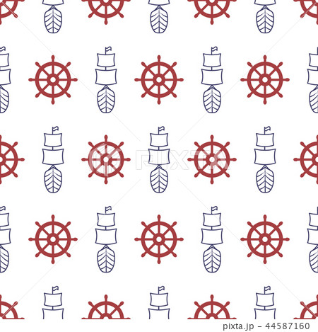 Nautical seamless pattern with wheel and ship. Nautical seamless pattern with wheel and ship. 44587160