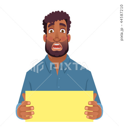African man holding blank card 44587210