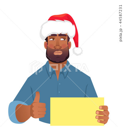 African man in hat holding blank card 44587231