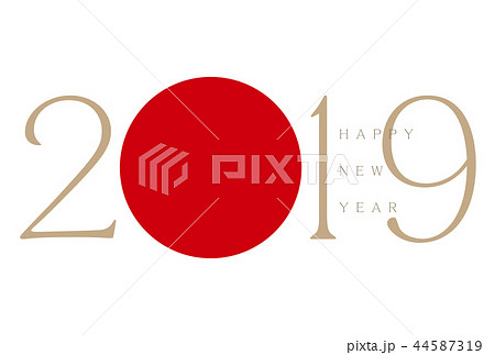 年賀状 2019 テンプレート レッド 44587319