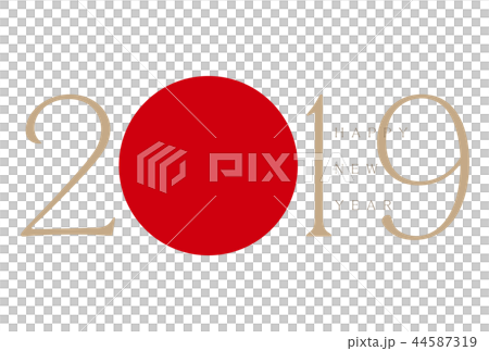年賀状 2019 テンプレート レッド 44587319