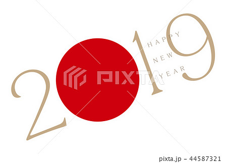 年賀状 2019 テンプレート レッド 44587321