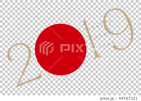年賀状 2019 テンプレート レッド 44587321