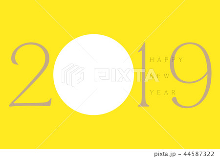 年賀状 2019 フォトフレーム　イエロー 44587322