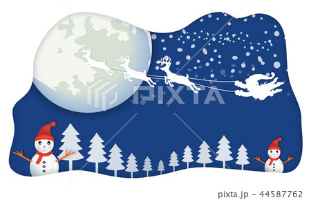 Santa flying on blue sky move by reindeer. Santa flying on blue sky move by reindeer. 44587762